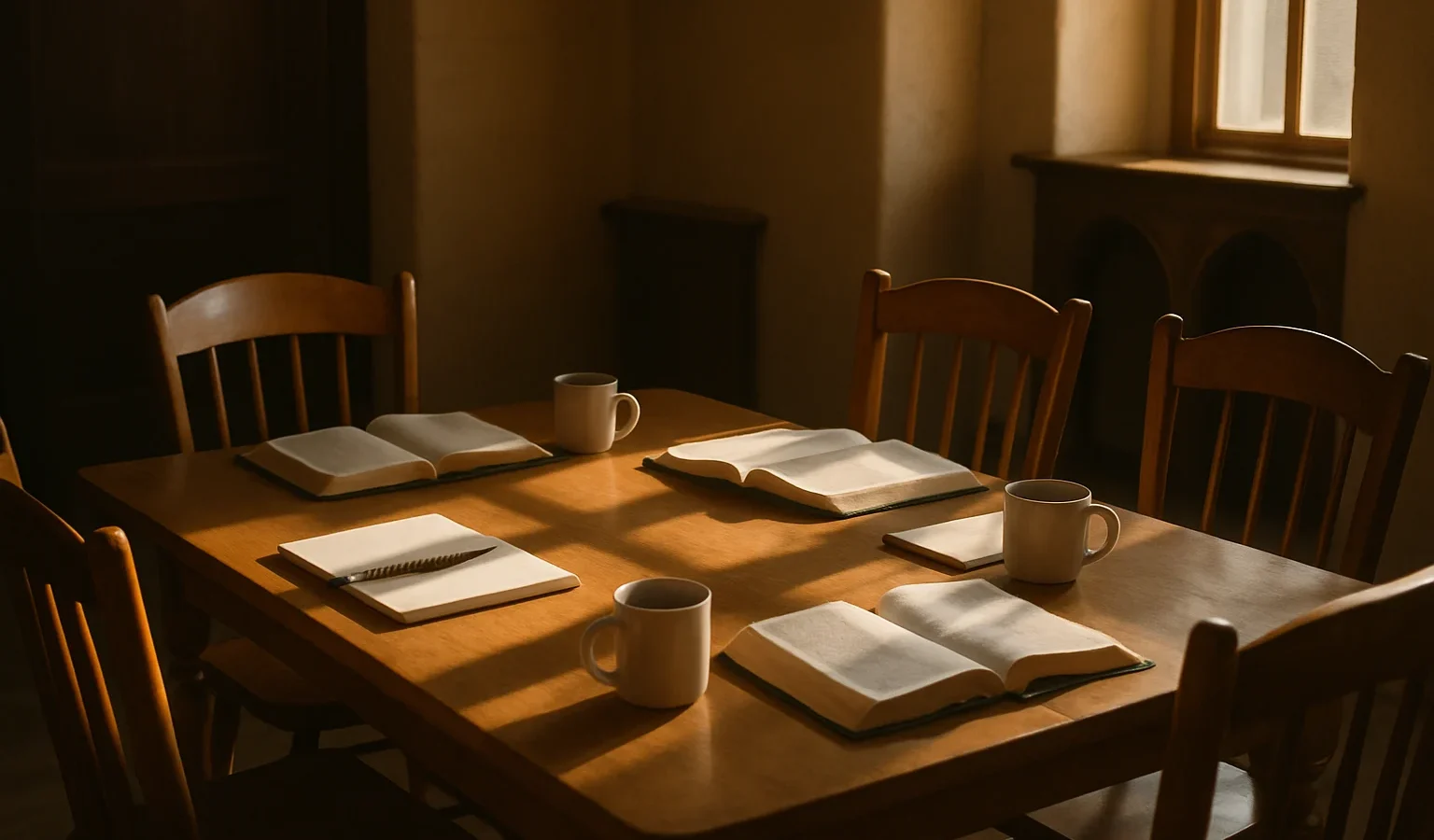 Prepared Bible study table for Salt Life Revival Church events and weekly gatherings.
