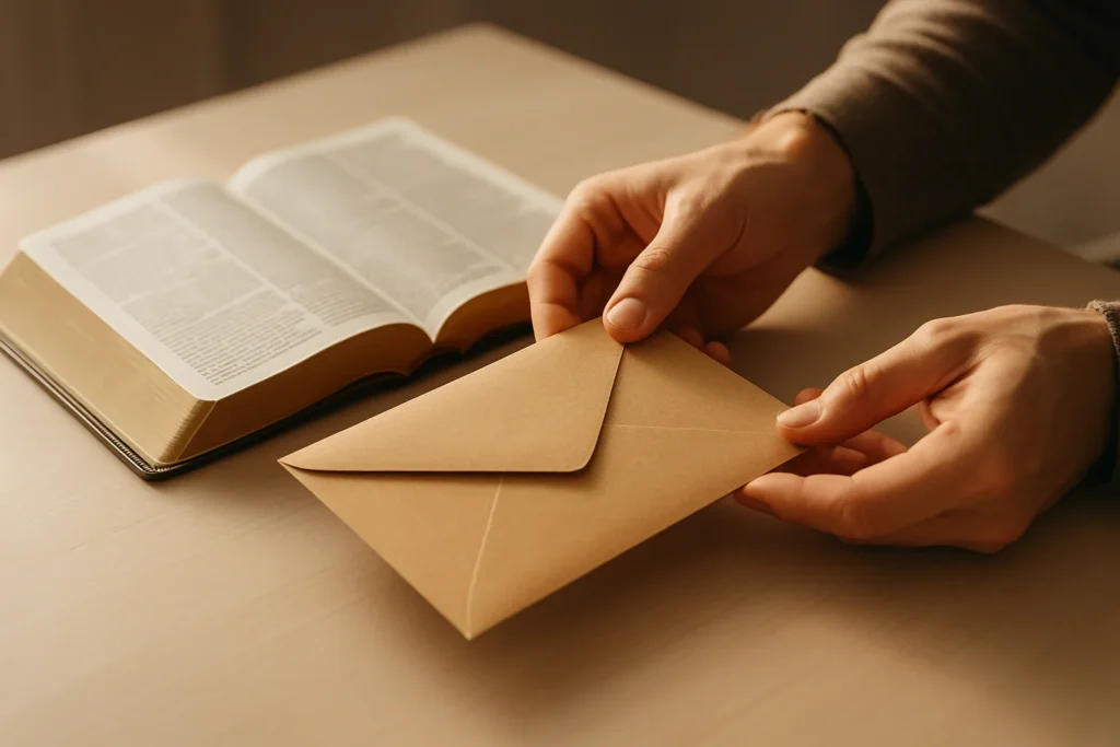 Hands giving near an open Bible for Salt Life Revival Church giving page.