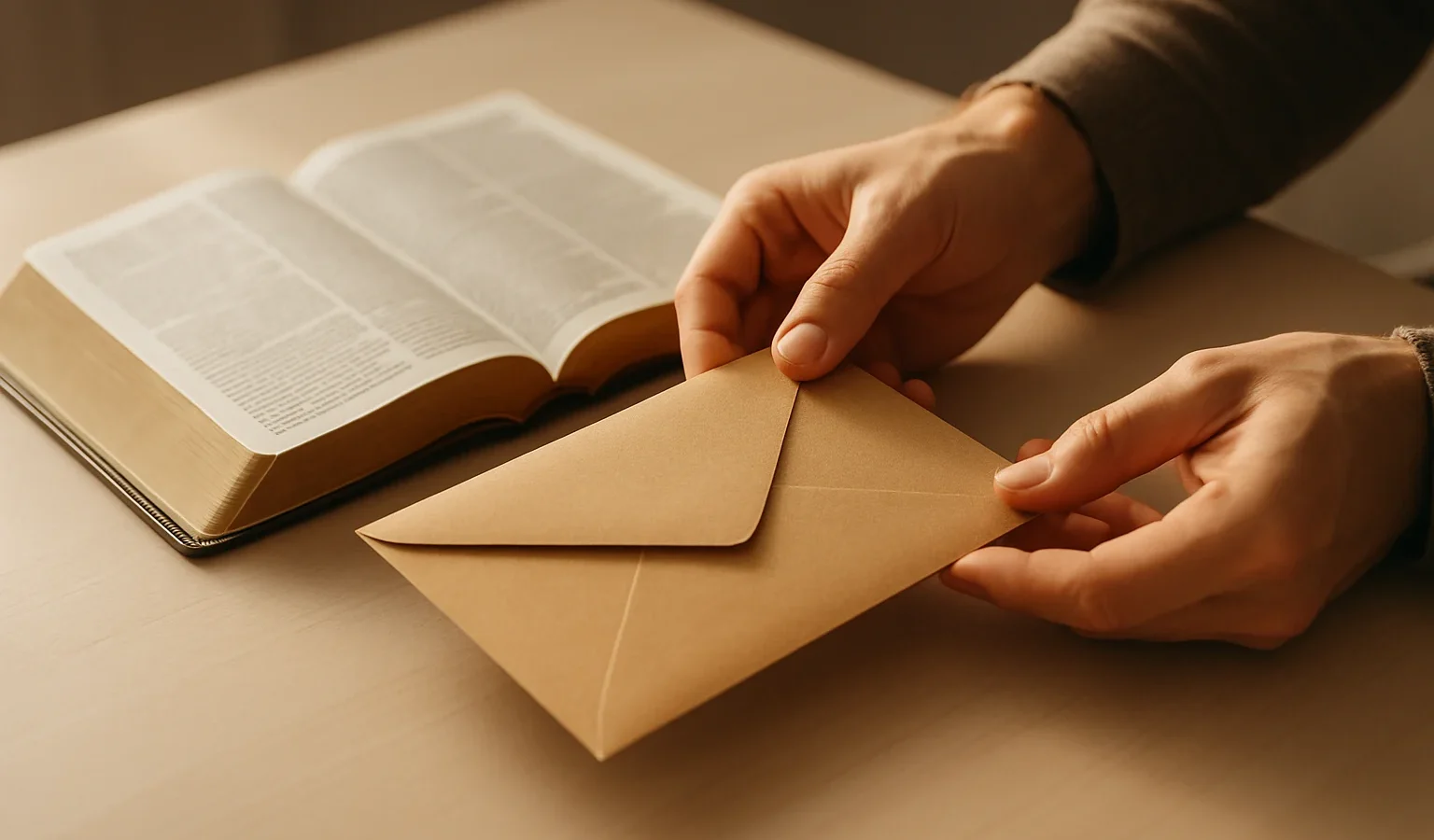 Hands giving near an open Bible for Salt Life Revival Church giving page.