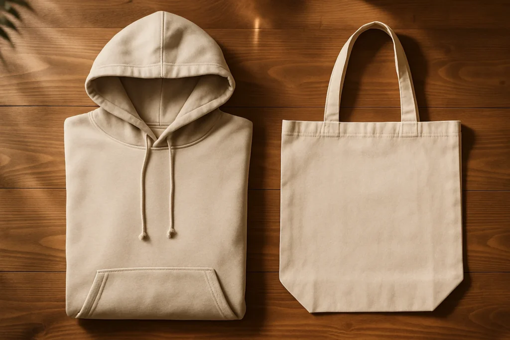 Blank hoodie and tote bag for Salt Life Revival Church merch coming soon page.